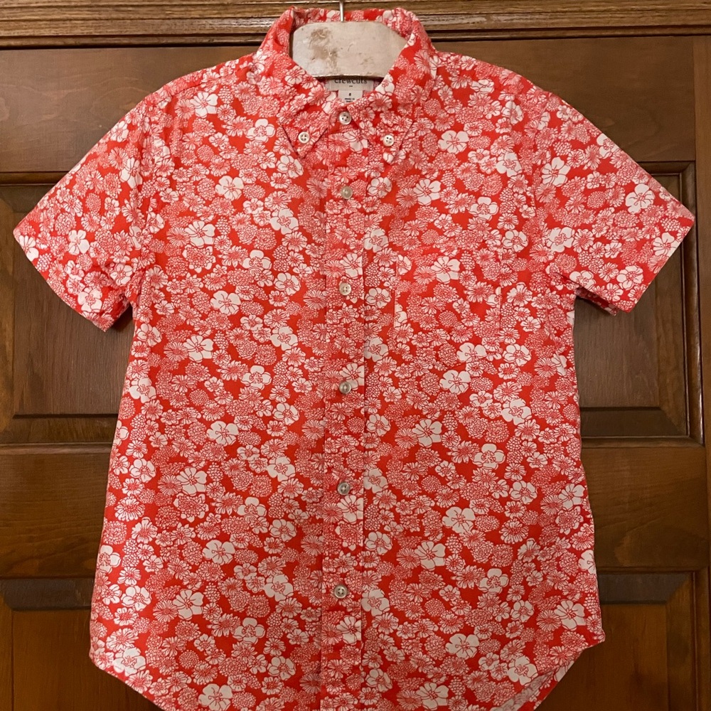 Crew Cuts by J. Crew Orange and White Floral Kids Shirt Size 8